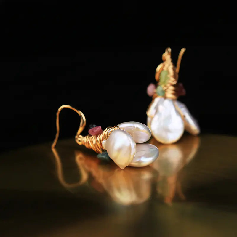 Baroque Pearl & Crystal Charm Earrings