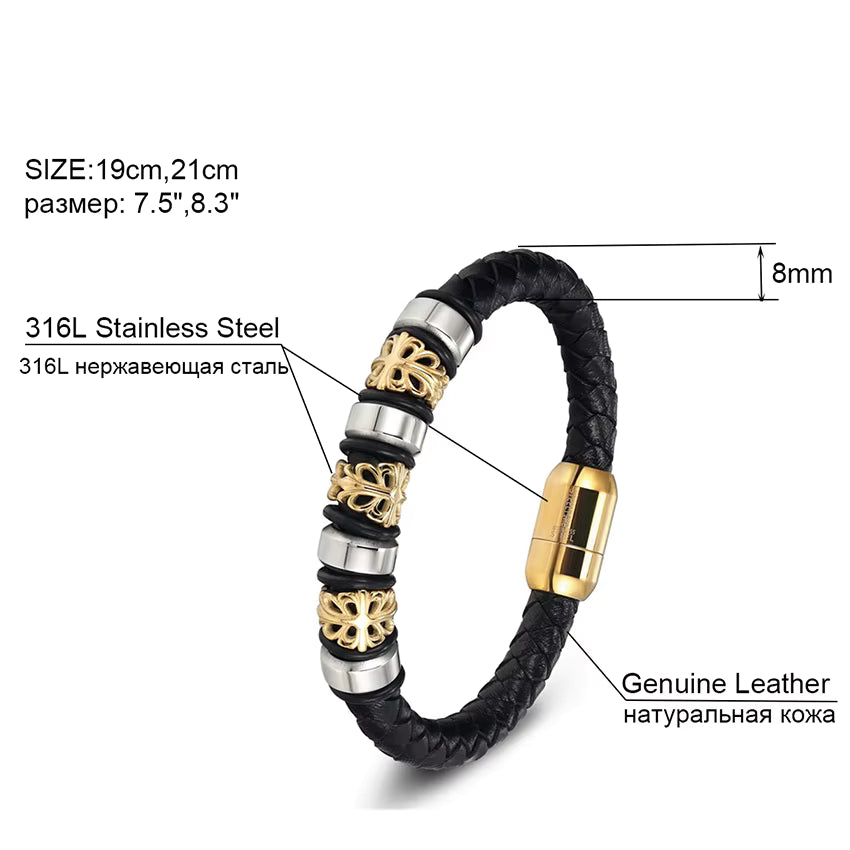 Titanium Steel Leather Men's Bracelet