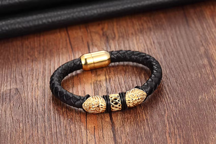 Titanium Steel Leather Men's Bracelet