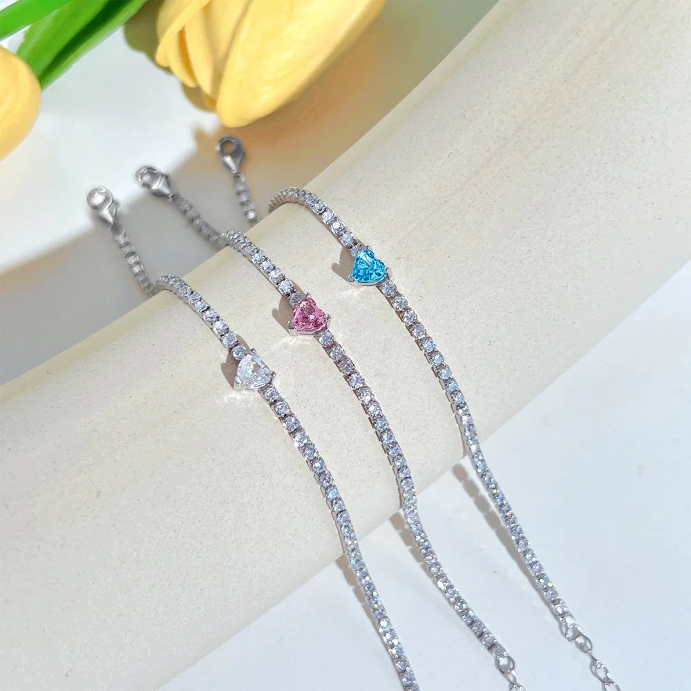 S925 Sterling Heart Bracelet for Women