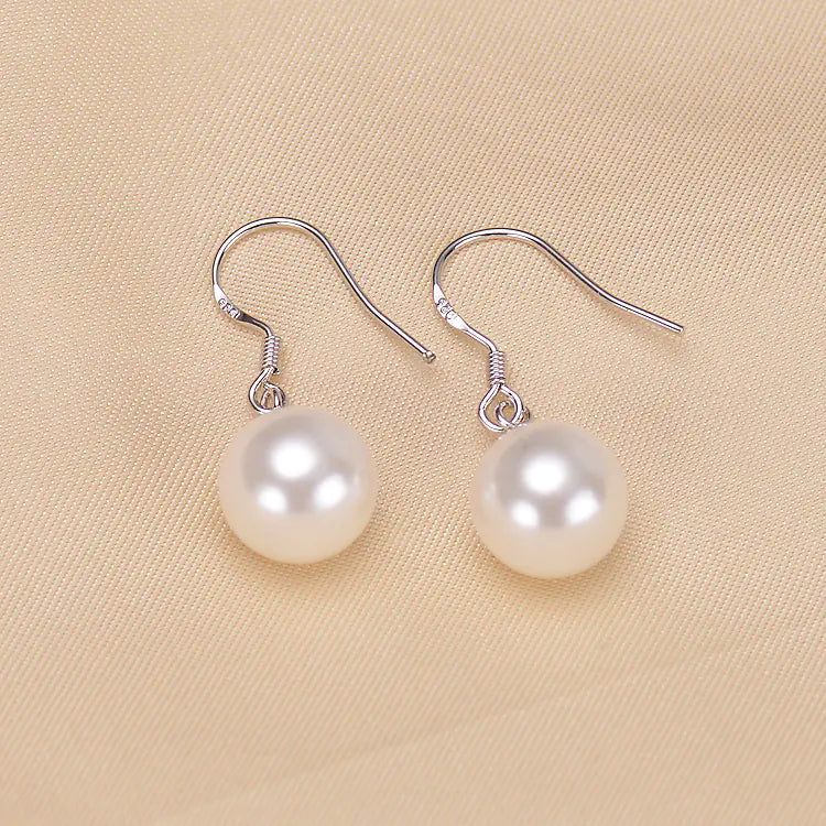 Elegant 925 Silver 10mm Pearl Earrings