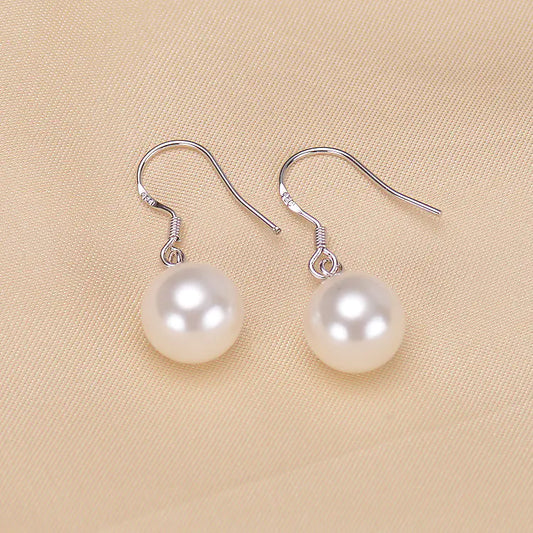 Elegant 925 Silver 10mm Pearl Earrings