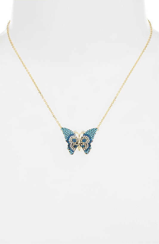 Butterfly Pave Charm Necklace