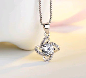 S925 Silver Four-Leaf Clover Charm Necklace