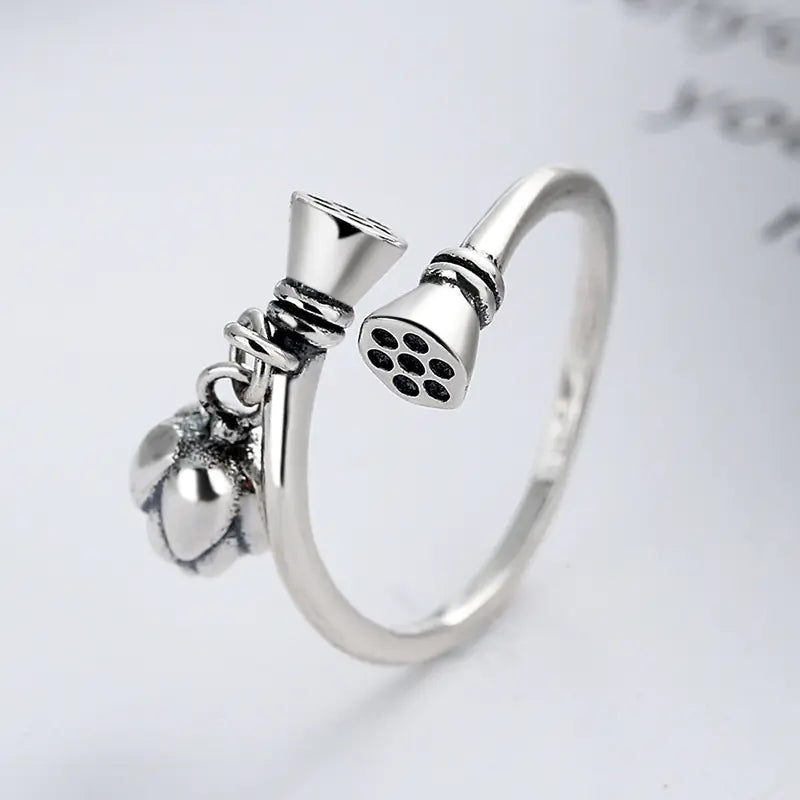 Elegant S925 Lotus Art Ring