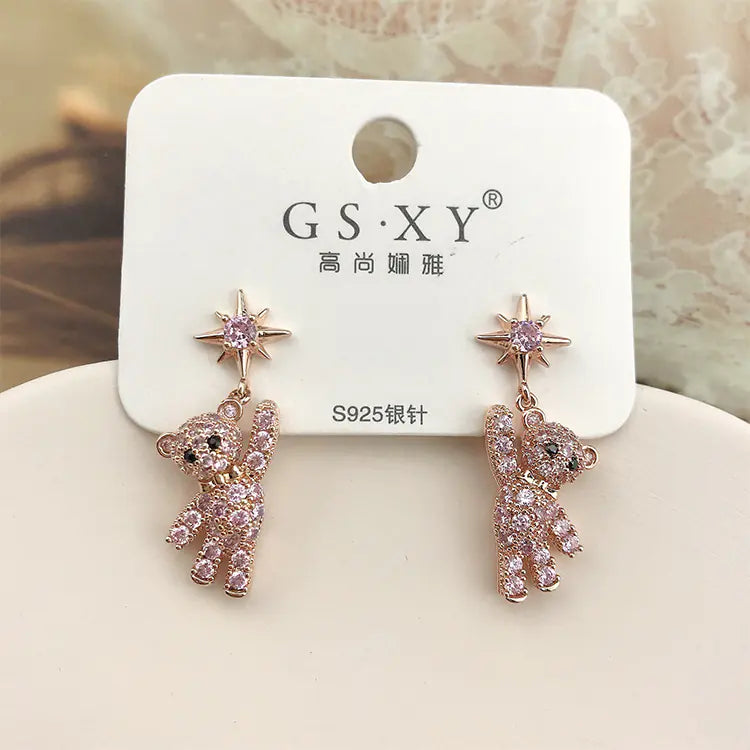 Chic Bear Silver Stud Earrings