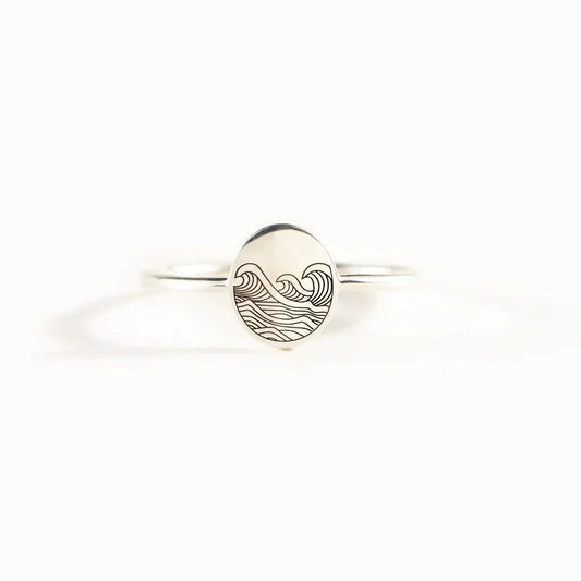 S925 Ocean Swell Silver Ring for Women