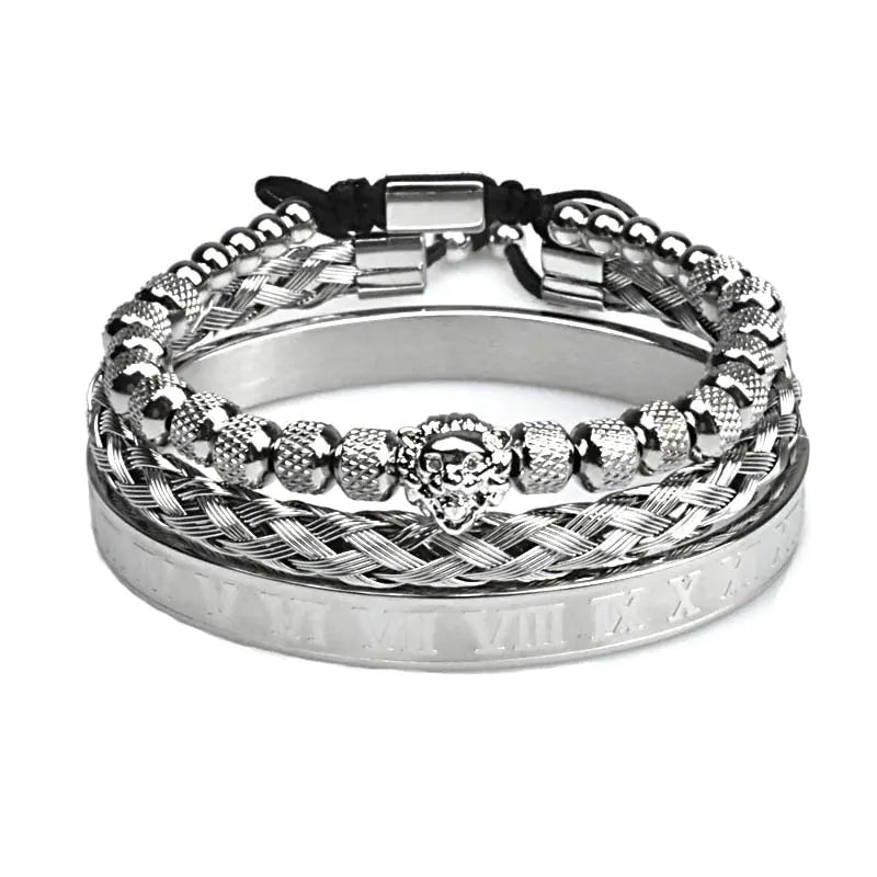 Lion's Pride Titanium Steel Bracelet Set