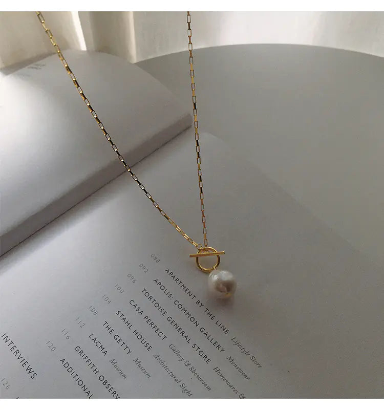 Elegant S925 Silver Baroque Pearl Necklace