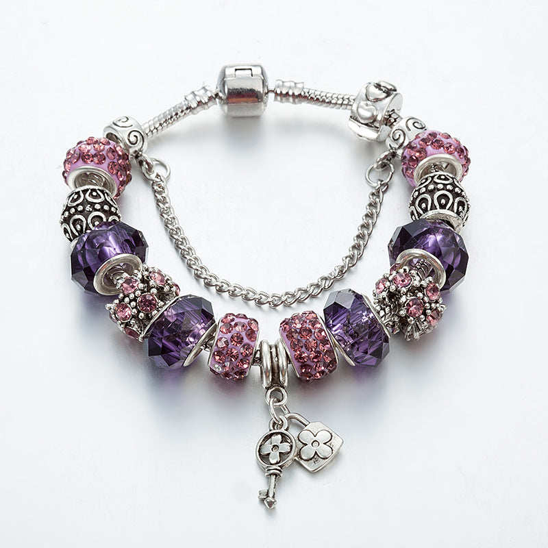 Chic Glass Bead  Bracelet Kit - Key Pendant (Wholesale)