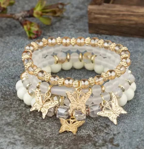 Butterfly Charm Bead Bracelets