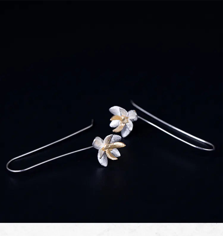 Sterling Silver Floral Charm Earrings