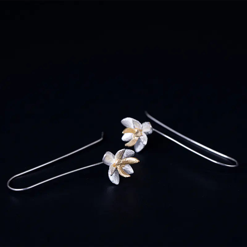 Sterling Silver Floral Charm Earrings