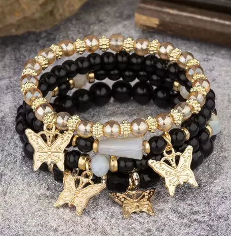 Butterfly Charm Bead Bracelets