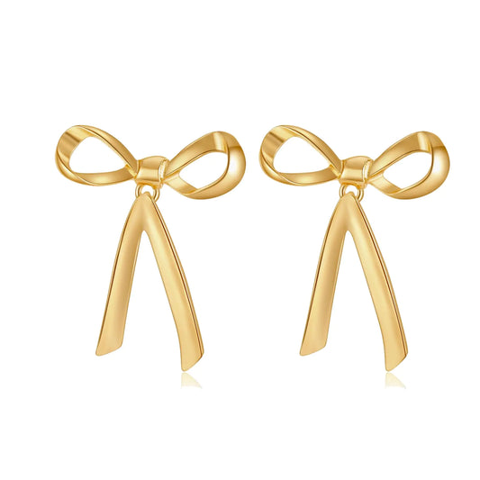 Chic Gold Bow Dangle Earrings