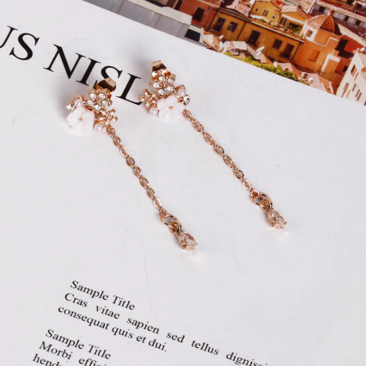 Elegant Snowflake Diamond Drop Earrings