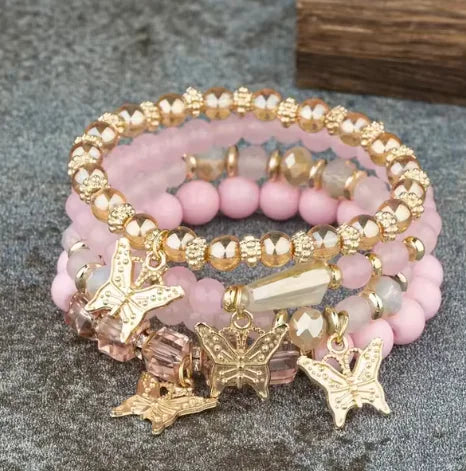 Butterfly Charm Bead Bracelets