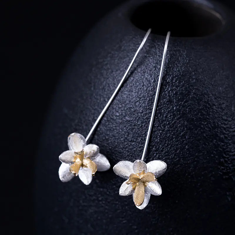 Sterling Silver Floral Charm Earrings