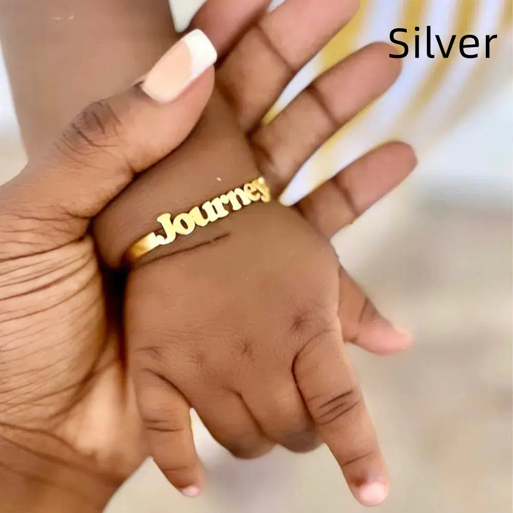 Custom Titanium Steel Alphabet Bracelet