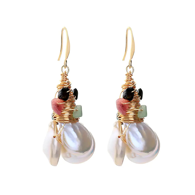Baroque Pearl & Crystal Charm Earrings