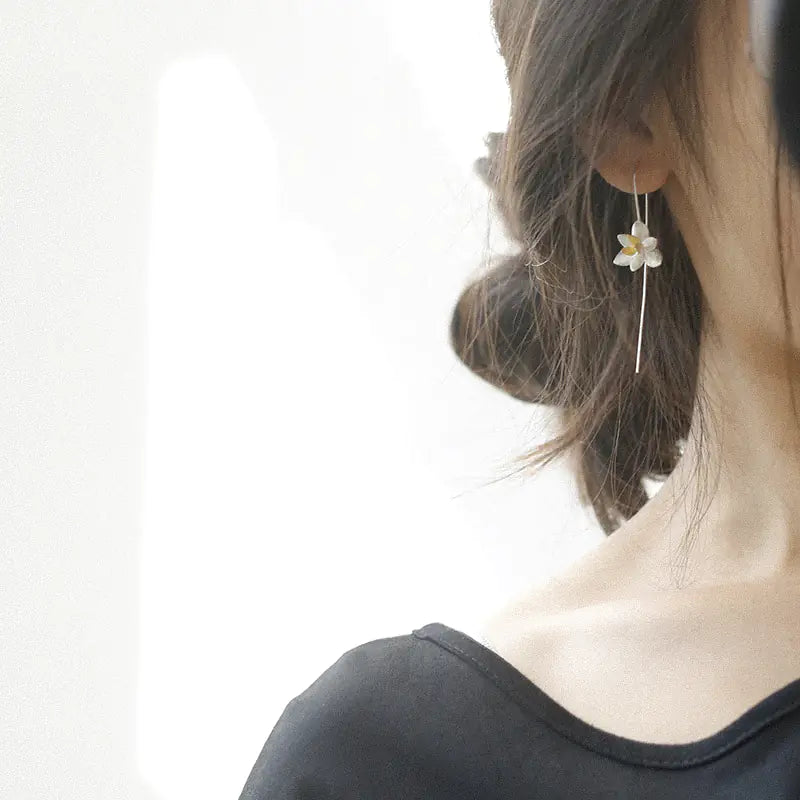 Sterling Silver Floral Charm Earrings