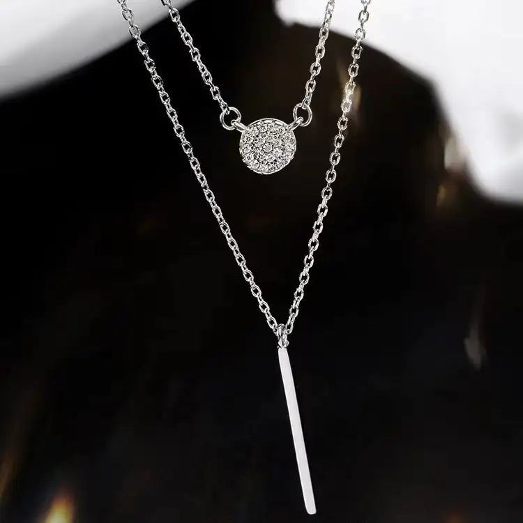 Elegant S925 Silver Dual-Chain Pendant Necklace