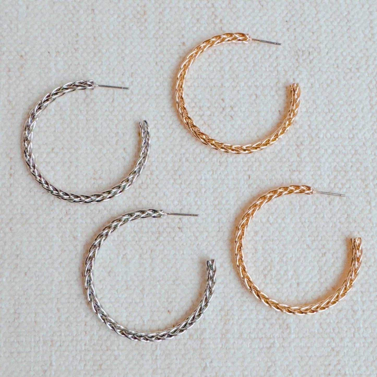 Weaved Golden Wire Hoop Earrings