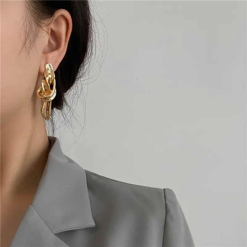 Silver Knot Drop Earrings with 925 Pins