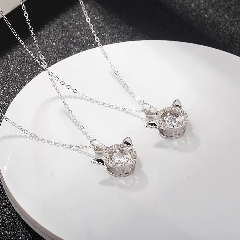 Elegant 925 Silver Angel Heartbeat Necklace