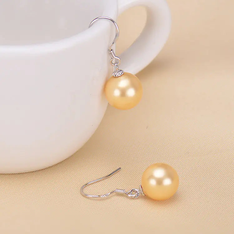 Elegant 925 Silver 10mm Pearl Earrings