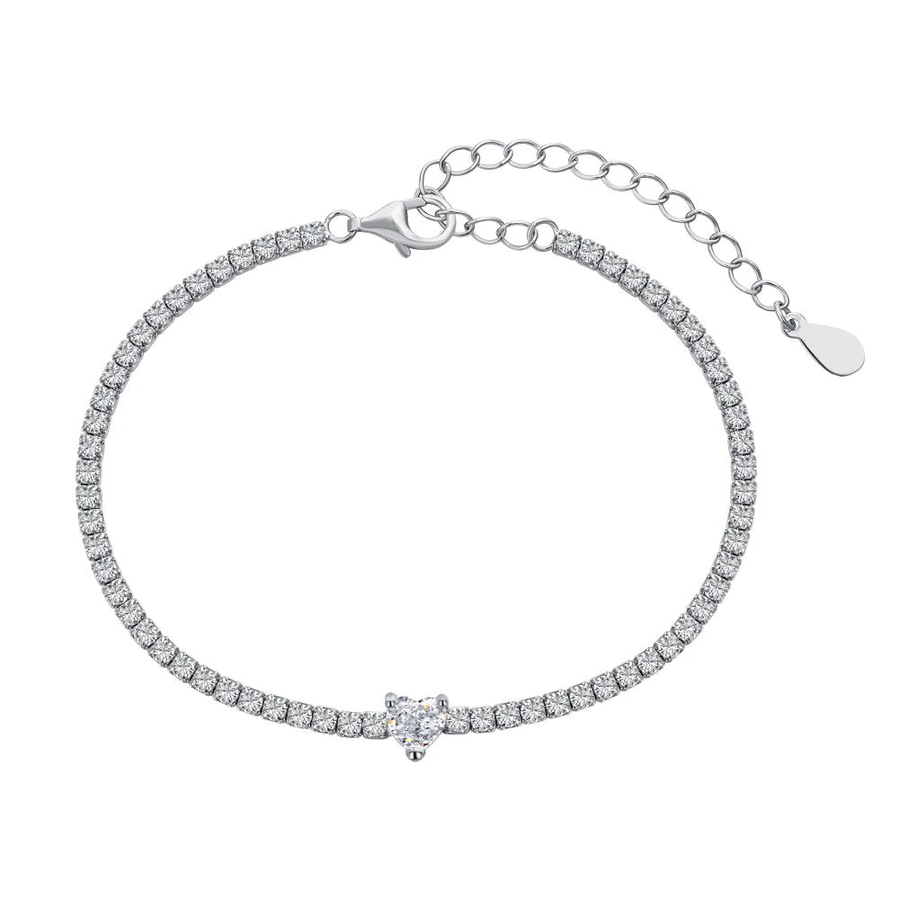 S925 Sterling Heart Bracelet for Women