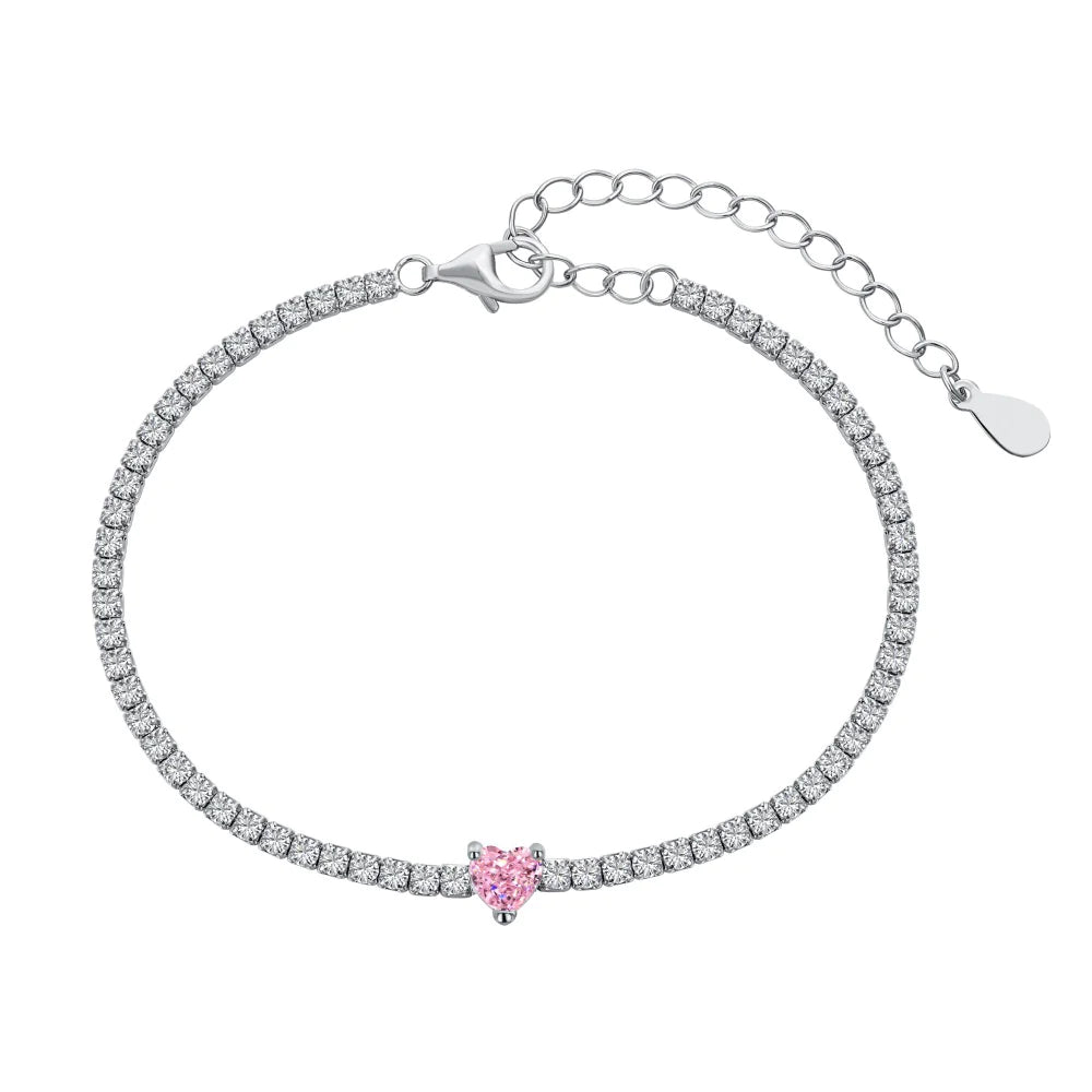 S925 Sterling Heart Bracelet for Women