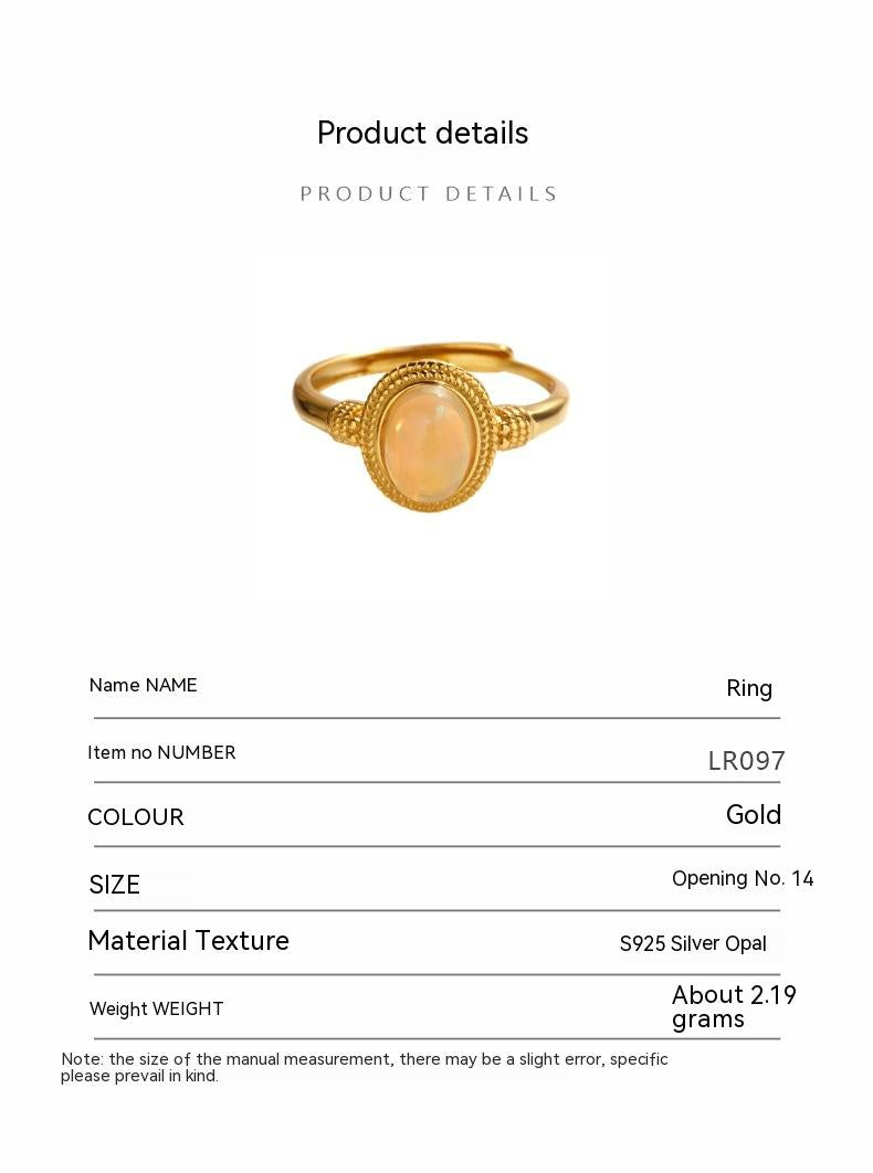 Elegant S925 Opal Gemstone Ring