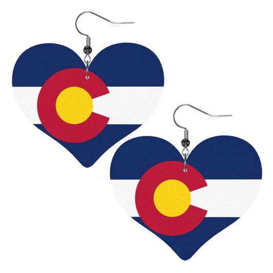 Colorado Heart Faux Leather Drop Earrings