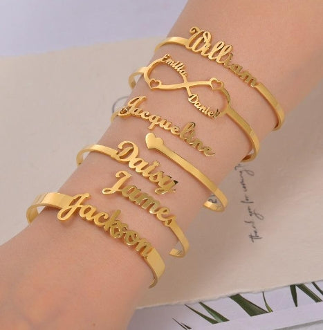 Custom Titanium Steel Alphabet Bracelet