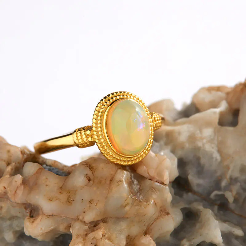 Elegant S925 Opal Gemstone Ring