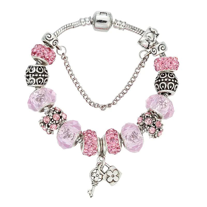 Chic Glass Bead  Bracelet Kit - Key Pendant (Wholesale)