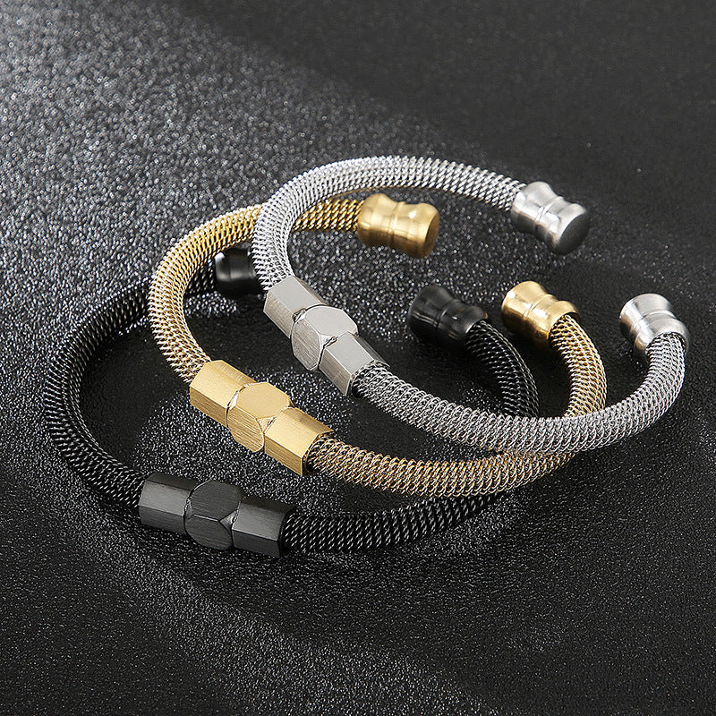 Men's Urban Chic Titanium Cable Bracelet