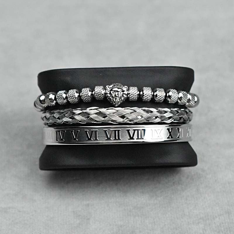 Lion's Pride Titanium Steel Bracelet Set