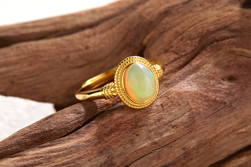 Elegant S925 Opal Gemstone Ring