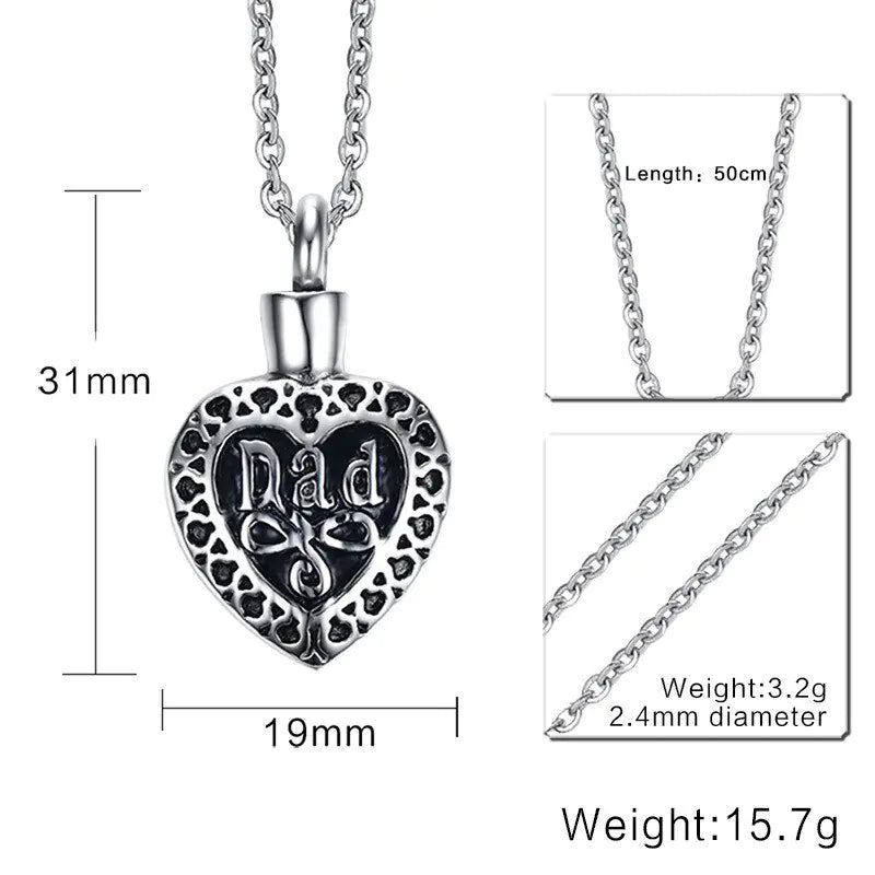 Heartfelt DAD Memorial Ashes Necklace