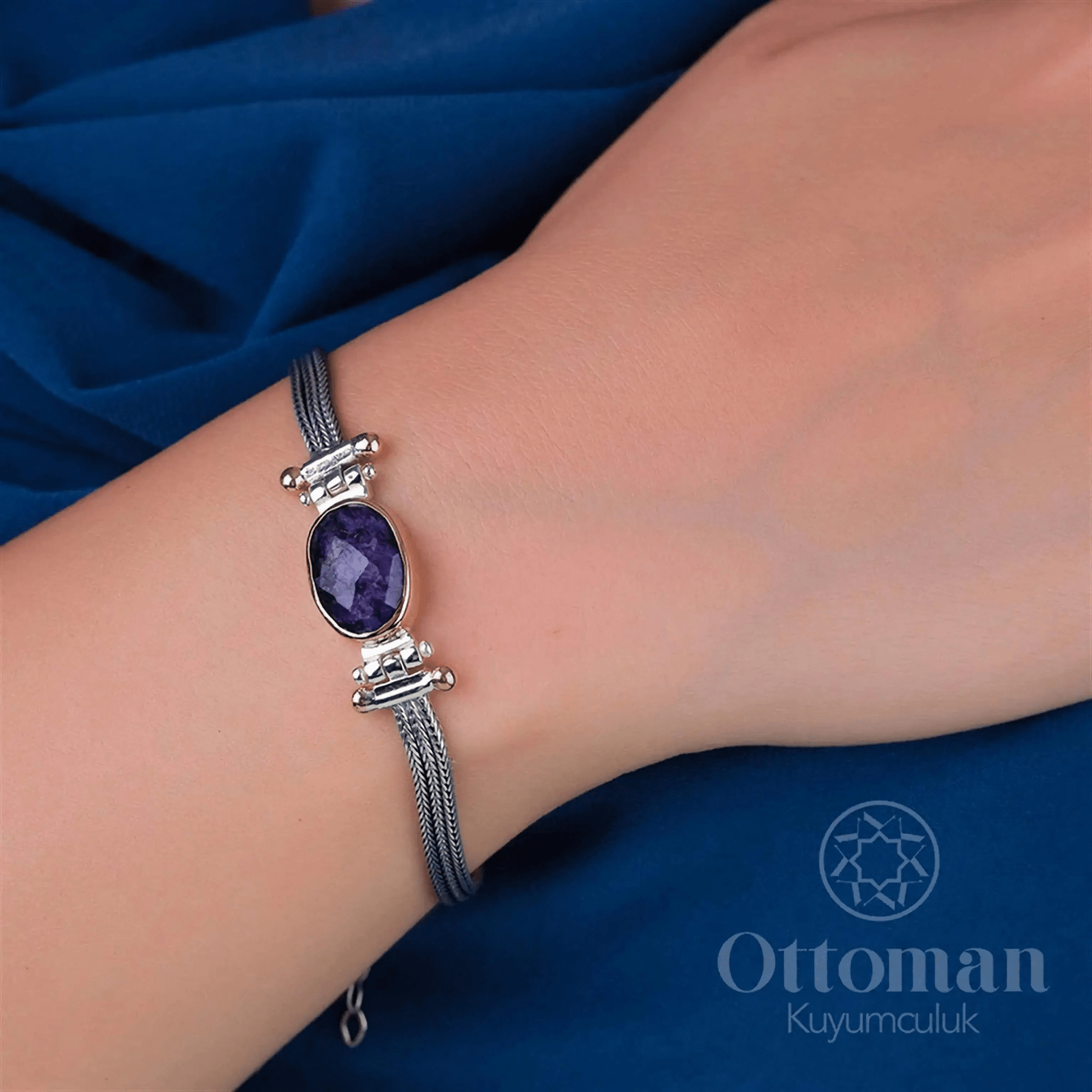 Combination of Elegance and HealingThe Amethyst Bracelet - Silver Whisper