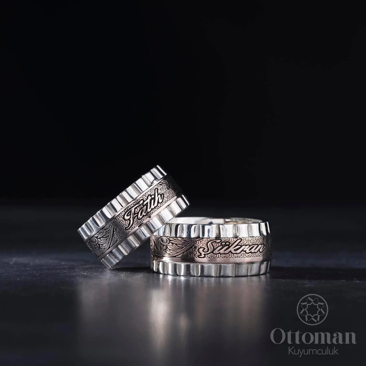 Custom Design RL Silver Wedding Ring Set - Silver Whisper
