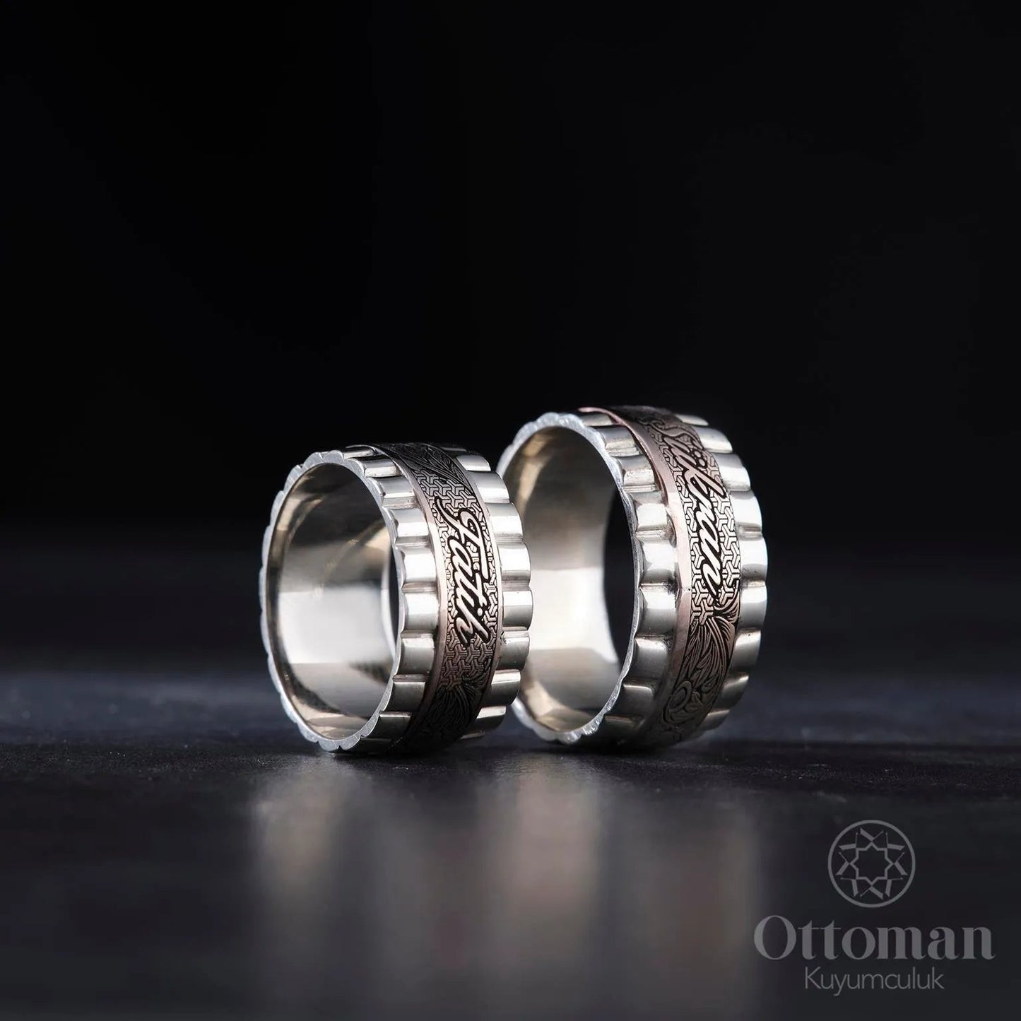 Custom Design RL Silver Wedding Ring Set - Silver Whisper