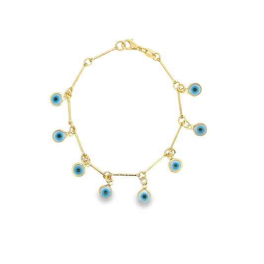 DARK BLUE Evil Eye Chain Bracelet (I296) - Silver Whisper