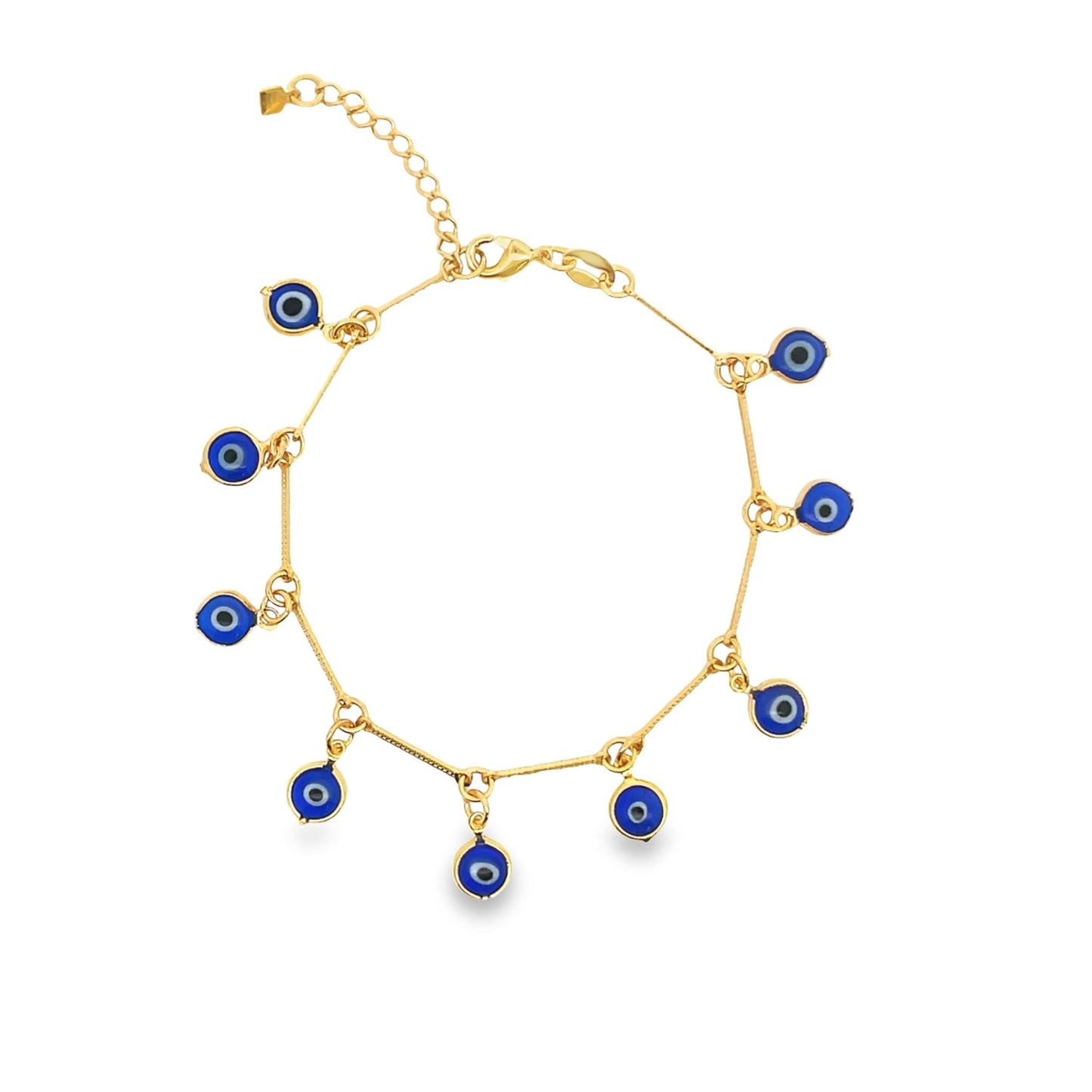 DARK BLUE Evil Eye Chain Bracelet (I296) - Silver Whisper