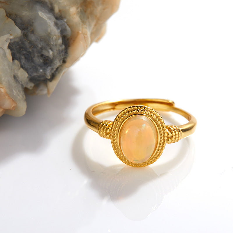 Elegant S925 Opal Gemstone Ring
