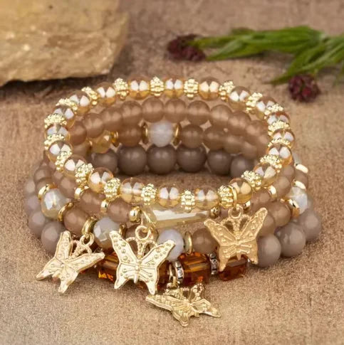 Butterfly Charm Bead Bracelets