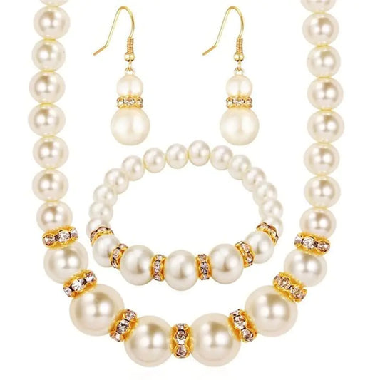 3-Piece Classy Pearl Acrylic Jewelry Set for Women