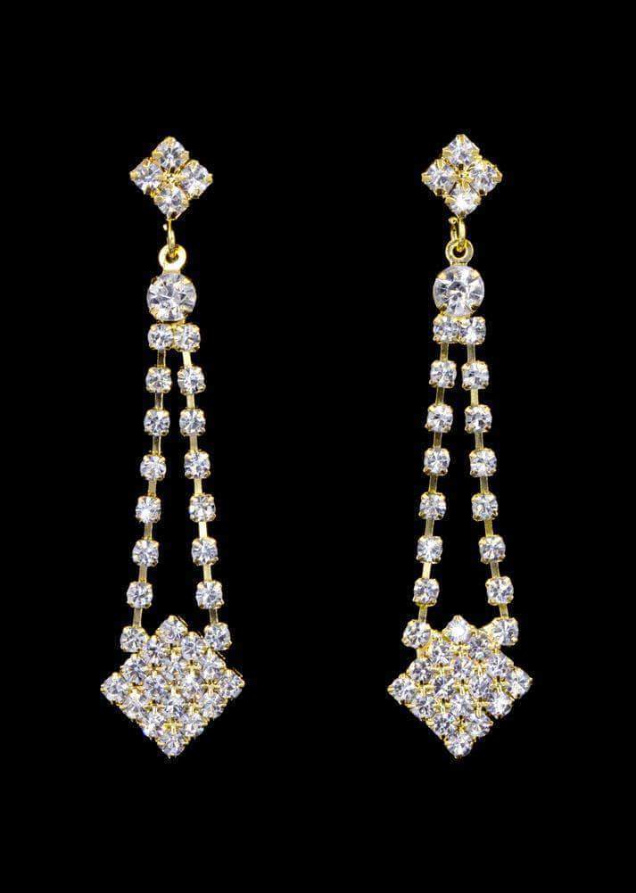 #16998g - Rhinestone Dangle Earring - Gold Plated